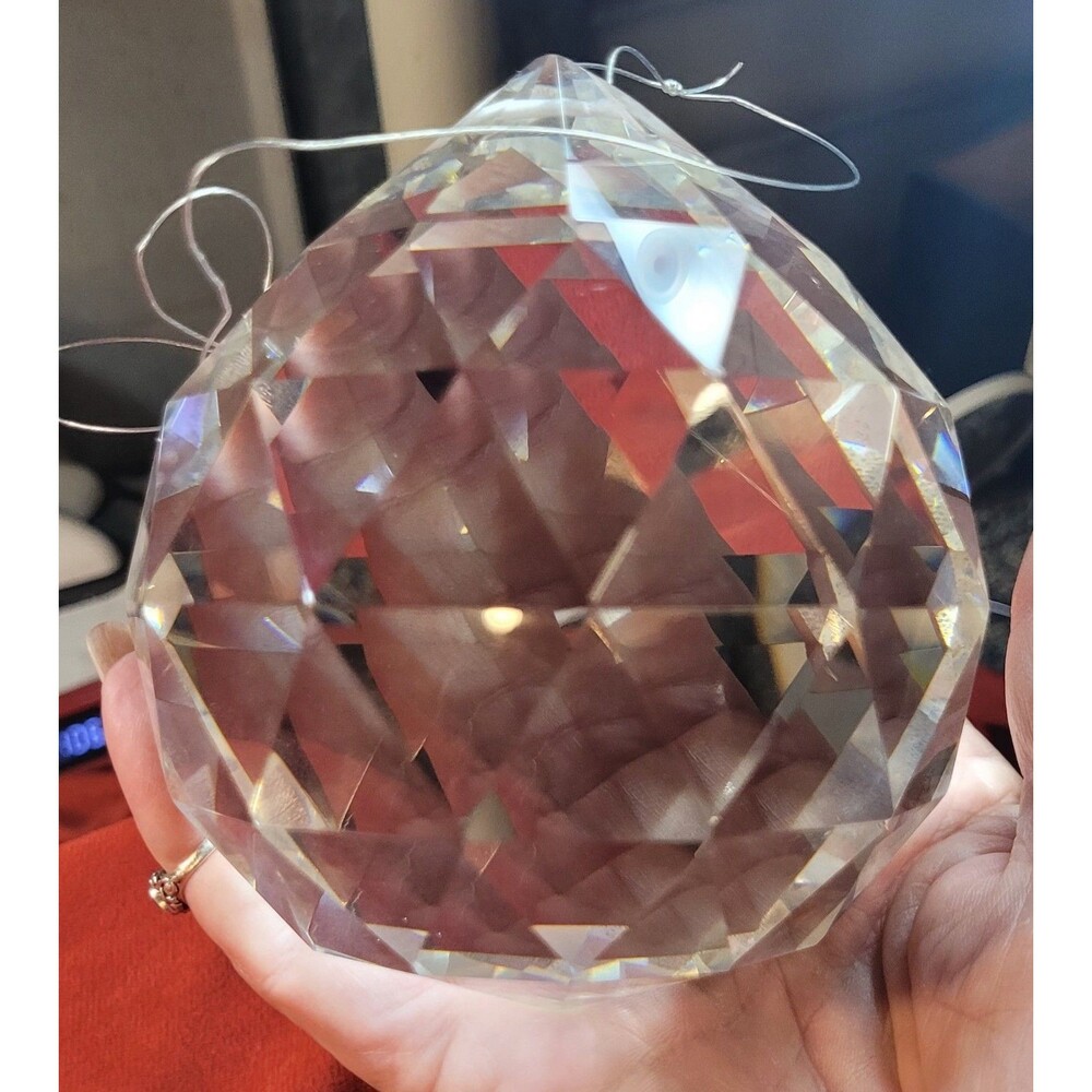 Gorgeous Jumbo 100mm 4" Glass Teardrop Crystal Faceted Prism